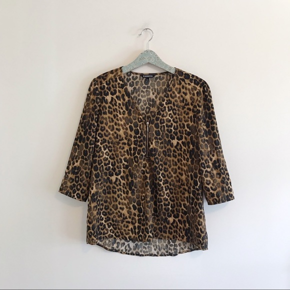Express | Cheetah Print Flowy Blouse - Picture 1 of 8